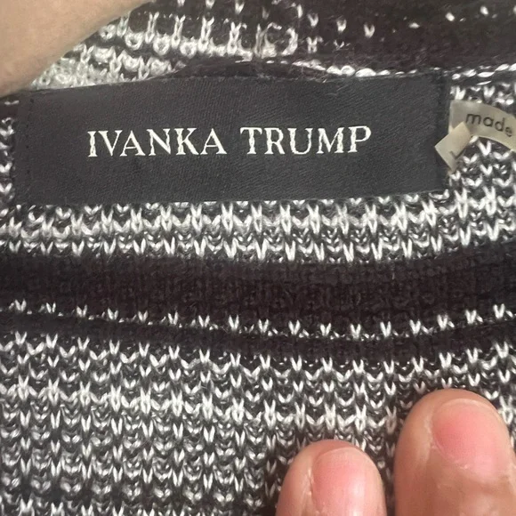 Ivanka Trump Black and White Striped Cardigan Size XL - Picture 3 of 6